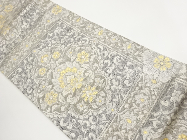 SALE!! JAPANESE FUKURO OBI / WOVEN FLORAL PLANTS