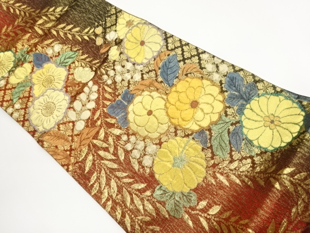 SALE!! JAPANESE FUKURO OBI / WOVEN FLOWERS