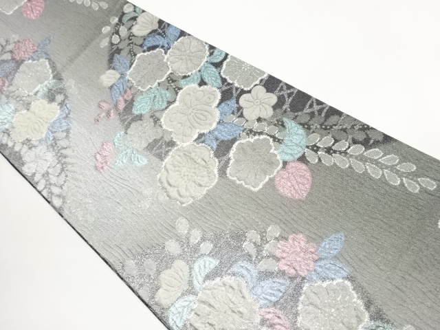 SALE!! JAPANESE FUKURO OBI / MATELASSE / WOVEN FLOWER