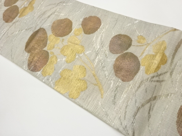 SALE!! JAPANESE FUKURO OBI FOR SUMMER / PULP CLOTH / WOVEN FLORAL PLANTS