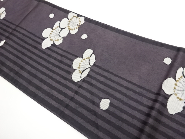 SALE!! JAPANESE FUKURO OBI / WOVEN UME & STRIPE