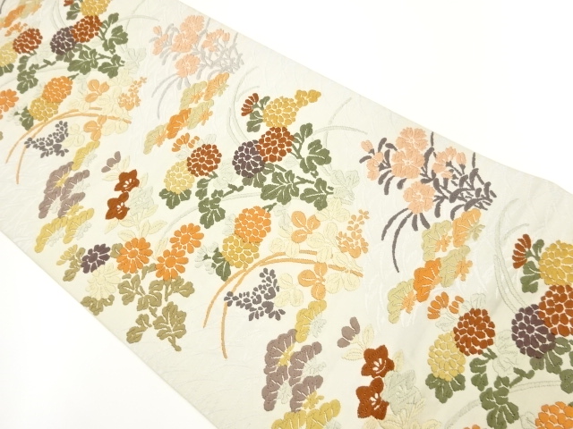 SALE!! JAPANESE FUKURO OBI / KARA-ORI / WOVEN AUTUMN FLOWERS