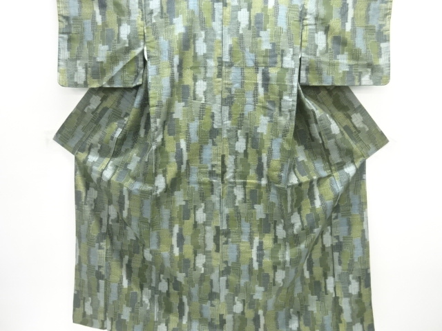 SALE!! JAPANESE KIMONO / TOKAMACHI TSUMUGI / WOVEN ABSTRACT PATTERN 