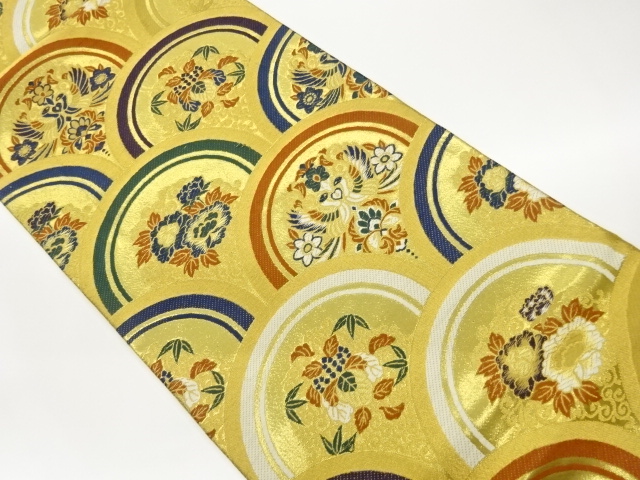 SALE!! JAPANESE FUKURO OBI / WOVEN SEIGAIHA & FLORAL PLANTS