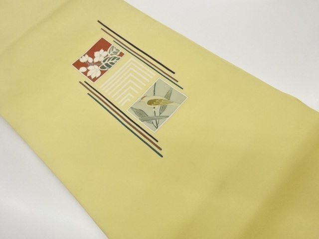 SALE!! JAPANESE KIMONO / FLOWER / BIRD PATTERNS GOLD-COLORED SHISEKATEN SHIKI