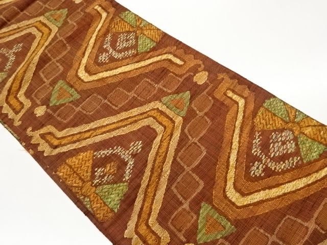 SALE!! JAPANESE KIMONO / HAND WEAVING MAWATA TSUMUGI ABSTRACT PATTERN WEAVING