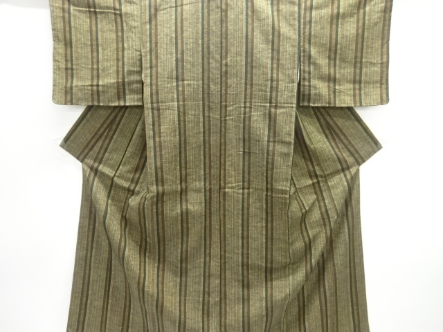 SALE!! JAPANESE KIMONO / UNUSED TSUMUGI / WOVEN STRIPE