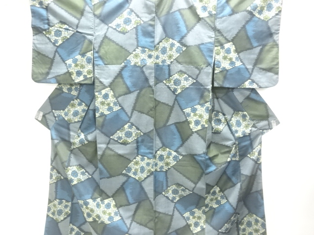 SALE!! JAPANESE KIMONO / TSUMUGI / KIRIBAME ARABESQUE FLOWER 