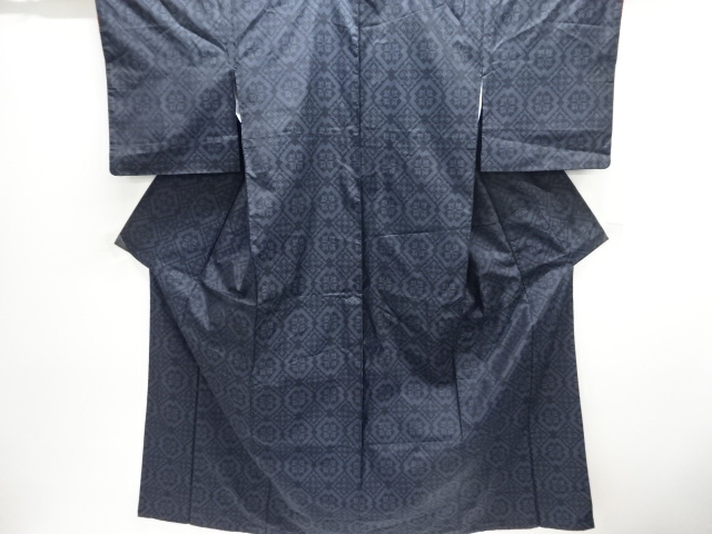 SALE!! JAPANESE KIMONO / DORO OSHIMA TSUMUGI / WOVEN GEOMETRIC PATTERN 