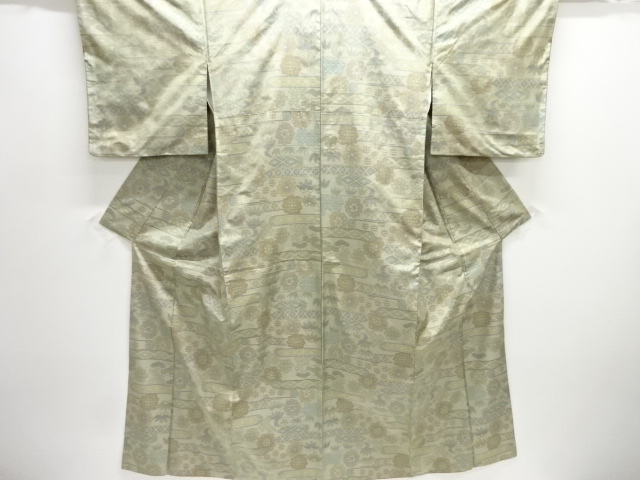 SALE!! JAPANESE KIMONO / OSHIMA TSUMUGI / WOVEN EGASUMI & FLOWER