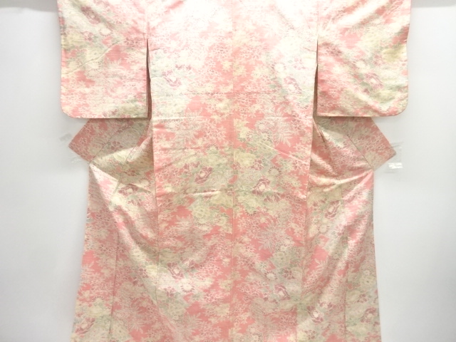 SALE!! JAPANESE KIMONO / TSUMUGI / WOVEN FLOWER 