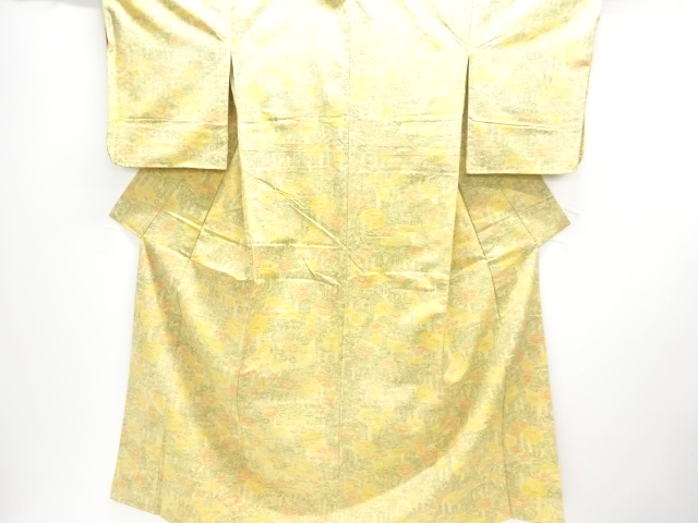 SALE!! JAPANESE KIMONO / MAWATA OJIYA TSUMUGI / WOVEN FLORAL PLANTS