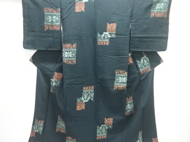 SALE!! JAPANESE KIMONO / ANTIQUE TAISHO ROMANTICISM: ABSTRACT PATTERN WOVEN K