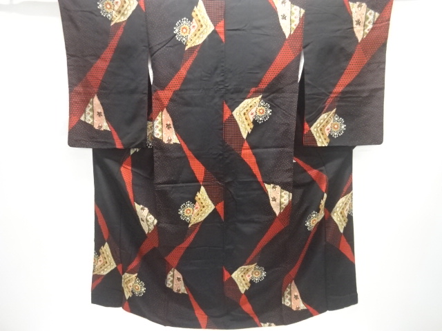 SALE!! JAPANESE KIMONO / ANTIQUE TAISHO ROMANTICISM: FLORAL PATTERN WOVEN KIM