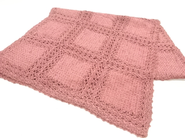 SALE!! JAPANESE KIMONO / RIBBON-WOVEN CHECKERED PATTERN SHAWL