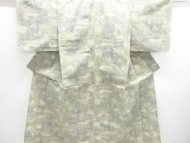 SALE!! JAPANESE KIMONO / HORIZONTAL-STRIPED FLORAL PATTERN WOVEN TSUMUGIHITOE
