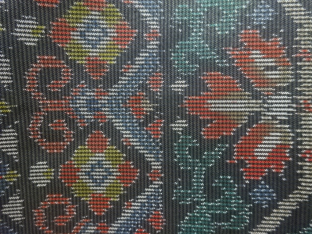 SALE!! JAPANESE KIMONO / ANTIQUE GEOMETRIC / FLORAL ARABESQUE PATTERN WOVEN D