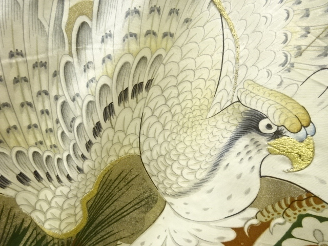 SALE!! JAPANESE KIMONO / ANTIQUE BOYS MON-TSUKI KIMONO / EAGLE EMBROIDERY PAT