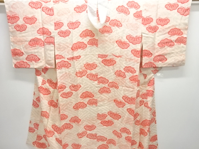 SALE!! JAPANESE KIMONO / ANTIQUE MON KINSHA KASAMATSU PATTERN HITOEJUBAN