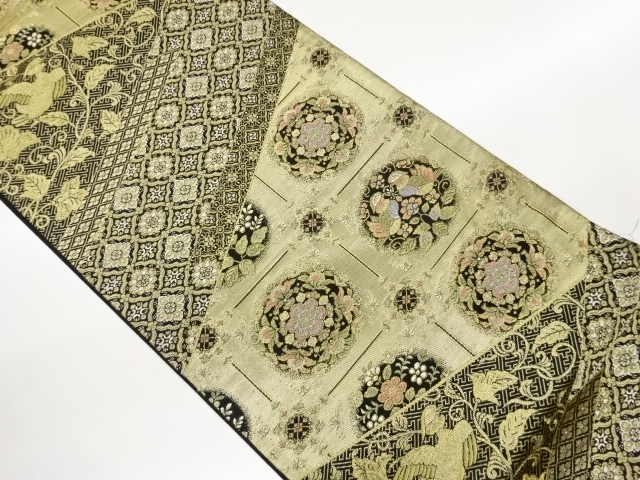 SALE!! JAPANESE FUKURO OBI / WOVEN FLOWER CREST