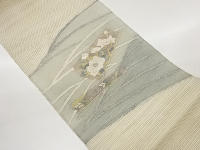 SALE!! JAPANESE FUKURO OBI FOR SUMMER / EMBROIDERY / WOVEN FLOWER