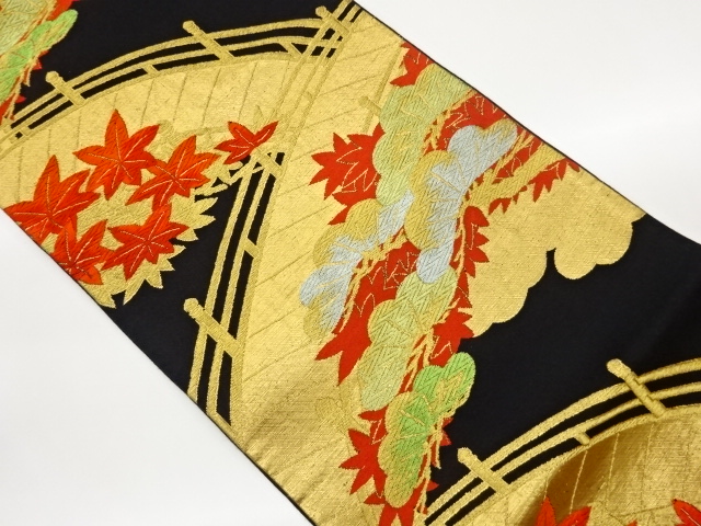 JAPANESE FUKURO OBI / WOVEN MAPLE LEAVES
