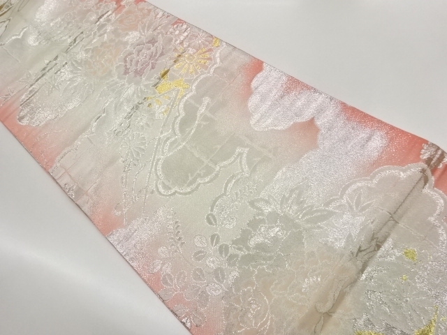 SALE!! JAPANESE MARU OBI / WOVEN AUTUMN FLOWERS