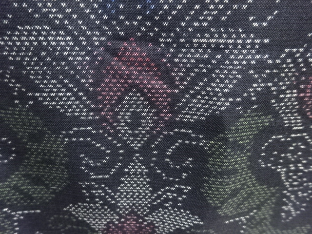 JAPANESE KIMONO / ANTIQUE FLORAL ARABESQUE PATTERN WOVEN DORO OSHIMA T