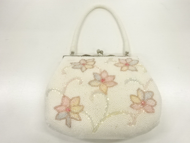 SALE!! JAPANESE KIMONO / ANTIQUE BEADED FLORAL PATTERN BAG