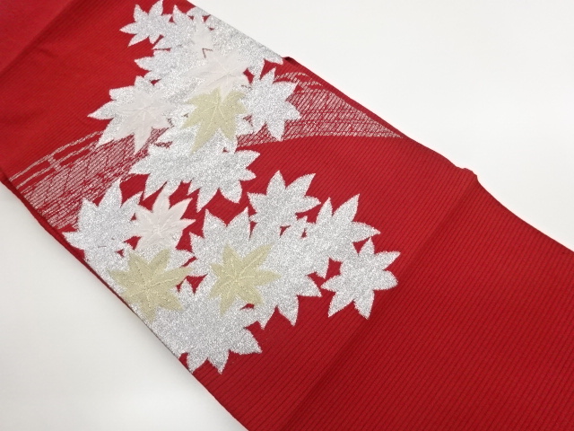SALE!! JAPANESE KIMONO / RO-TSUZURE: BRIDGE / WOVEN MAPLE LEAF PATTERN NAGOYA