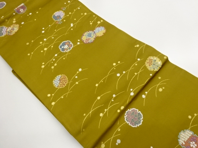 SALE!! JAPANESE KIMONO / SNOW WHEEL / DEW GRASS / FLOWER-LEAF PATTERNS / WOVE