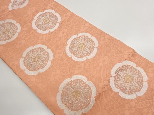 SALE!! JAPANESE KIMONO / FLOWER-PATTERNED HANA-BISHI WOVEN NAGOYA OBI