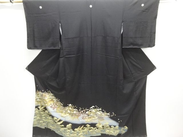 SALE!! JAPANESE KIMONO / TOMESODE / UNUSED / FLORAL PLANTS