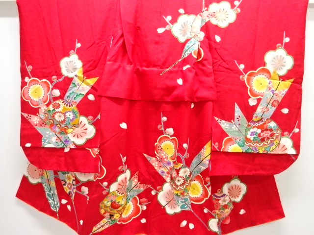 SALE!! JAPANESE KIMONO / CHILDRENS KIMONO / PLUM BLOSSOMS / BELLS / ARROW FEA