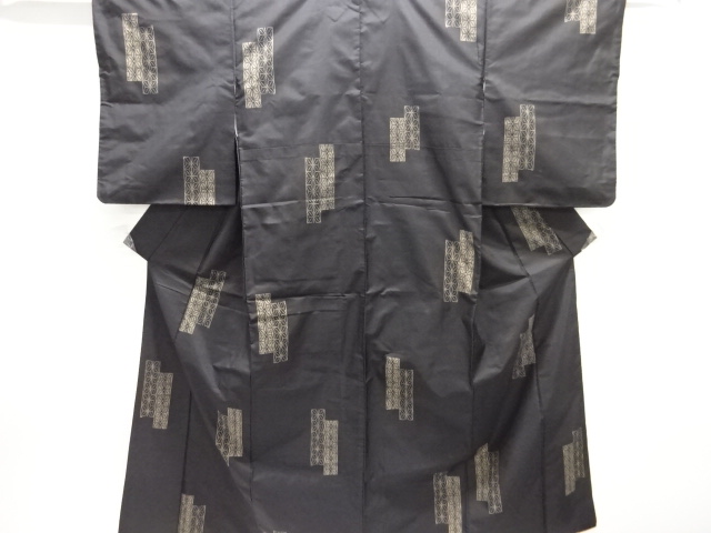 JAPANESE KIMONO / TSUMUGI KIMONO / ASANOHA PATTERN WOVEN THE TANSAKU