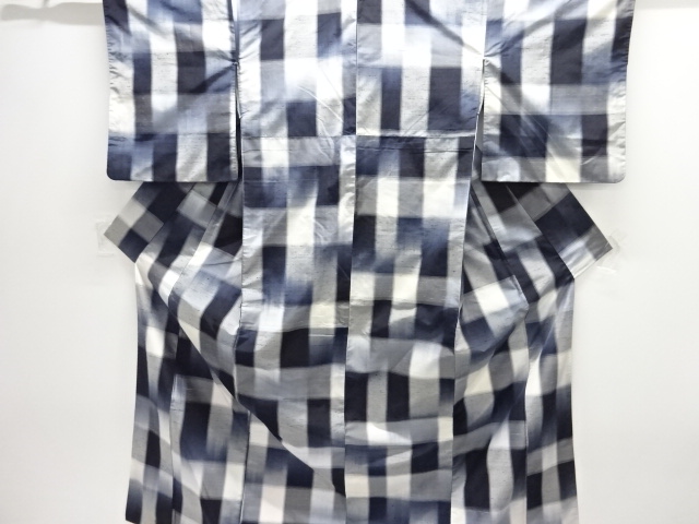 JAPANESE KIMONO / TSUMUGI / WOVEN ABSTRACT GRID