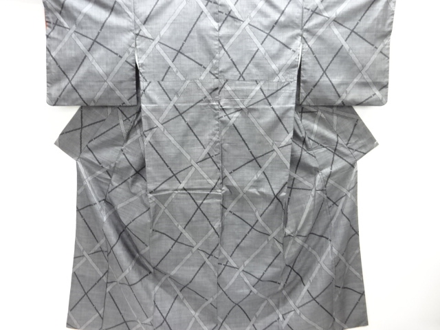 JAPANESE KIMONO / DORO OSHIMA TSUMUGI (5 maruki) / WOVEN BAMBOO GRID