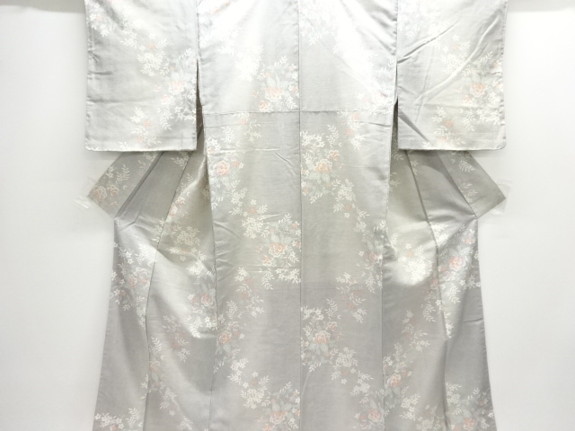 SALE!! JAPANESE KIMONO / ANTIQUE KIMONO / TSUMUGI / WOVEN FLOWER