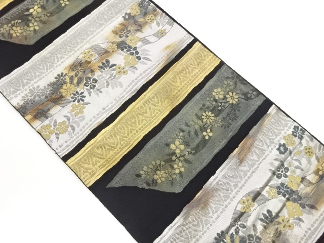 SALE!! JAPANESE KIMONO / FUKURO OBI / WOVEN ABSTRACT FLOWER