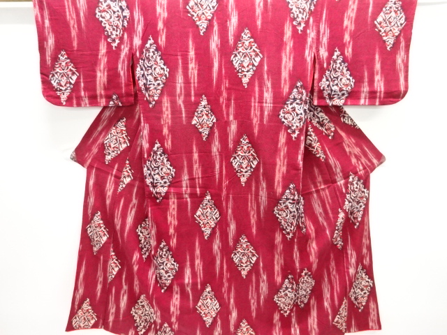 SALE!! JAPANESE KIMONO / ANTIQUE MOKA COTTON KIMONO / VARIED DIAMOND PATTERN