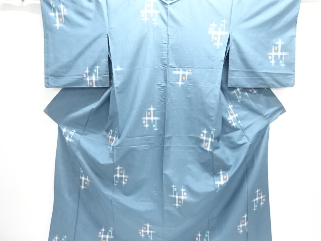 SALE!! JAPANESE KIMONO / ANTIQUE KASURI-PATTERNED WOVEN TSUMUGIHITOE KIMONO