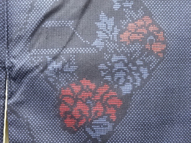 SALE!! JAPANESE KIMONO / ANTIQUE KIMONO / DORO OSHIMA TSUMUGI / WOVEN RHOMBUS / 7MARUKI