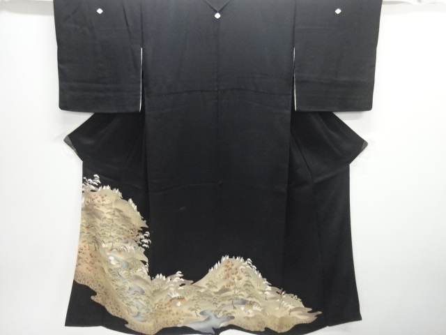 SALE!! JAPANESE KIMONO / TOMESODE / STREAM WITH PINE & SAKURA