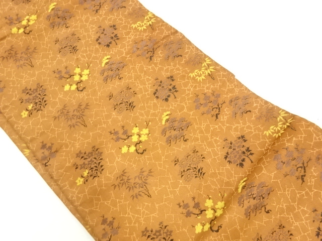 SALE!! JAPANESE KIMONO / ANTIQUE NAGOYA OBI / SILK / WOVEN FLOWERS
