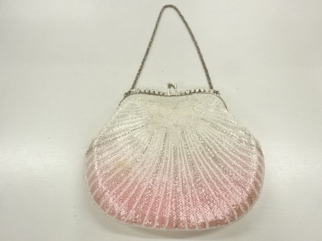 SALE!! JAPANESE KIMONO / ANTIQUE BAG / BEADS / ABSTRACT PATTERN