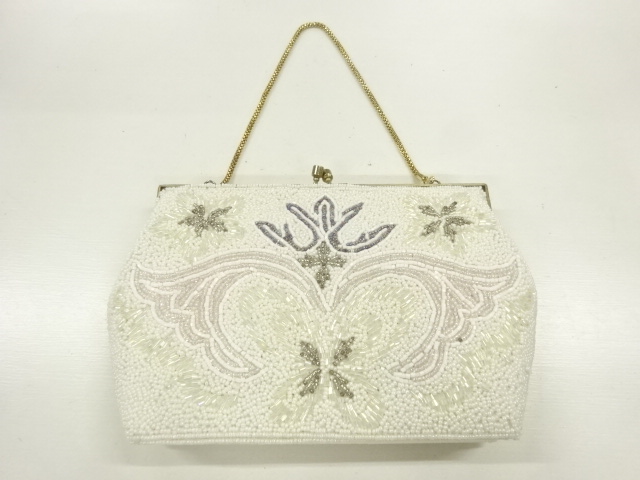 SALE!! JAPANESE KIMONO / ANTIQUE BAG / BEADS / FLOWER & BUTTERFLY