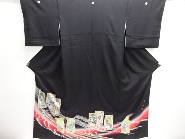 SALE!! JAPANESE KIMONO / TOMESODE / CRANE & FLOWER / ARTIST WORK