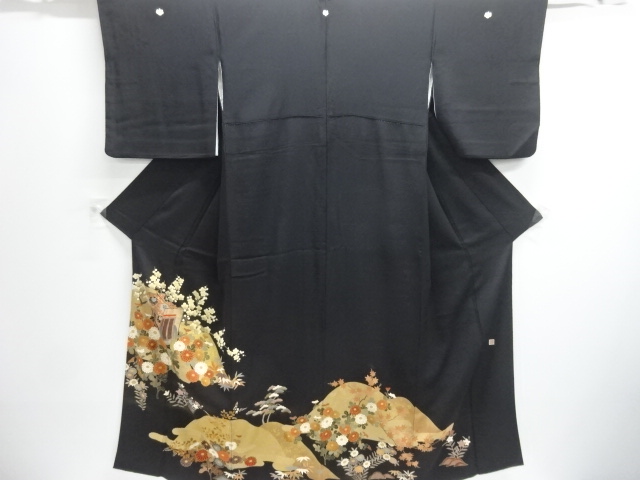SALE!! JAPANESE KIMONO / TOMESODE / EMBROIDERY / CARRIAGE & FLOWER / ARTIST WORK
