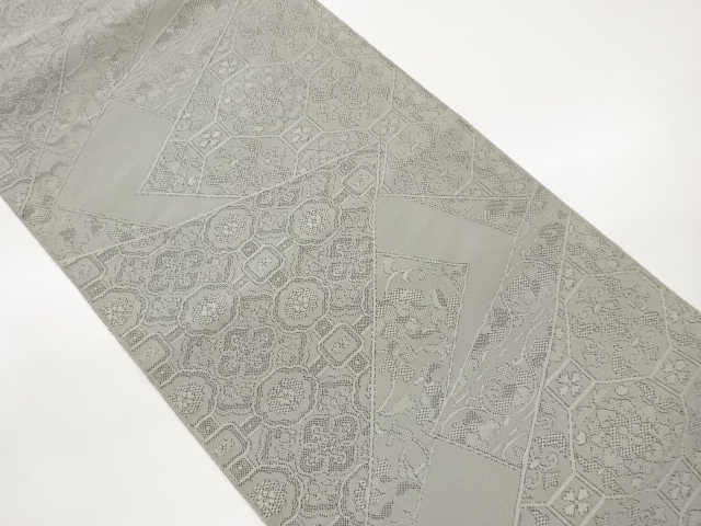 SALE!! JAPANESE KIMONO / NAGOYA OBI / TSUZURE / WOVEN SHOKKO MON & FLOWER CREST 
