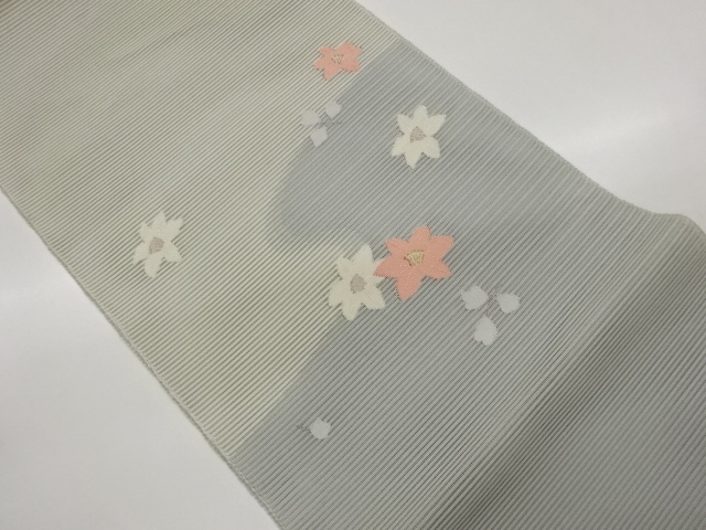 SALE!! JAPANESE KIMONO / NAGOYA OBI FOR SUMMER / WOVEN FLOWER 